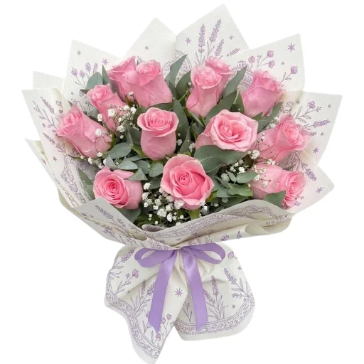 Ramo de 12 rosas rosadas importadas